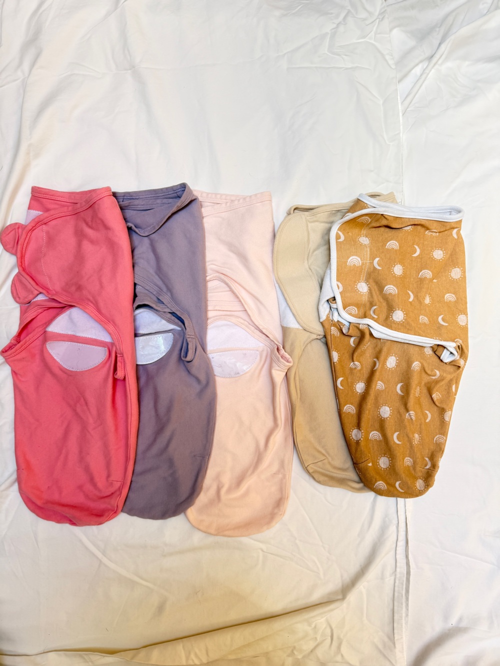Baby Swaddle Sleep Sacks — Multi-Color Lot (Pink, Purple, Cream, Tan)
